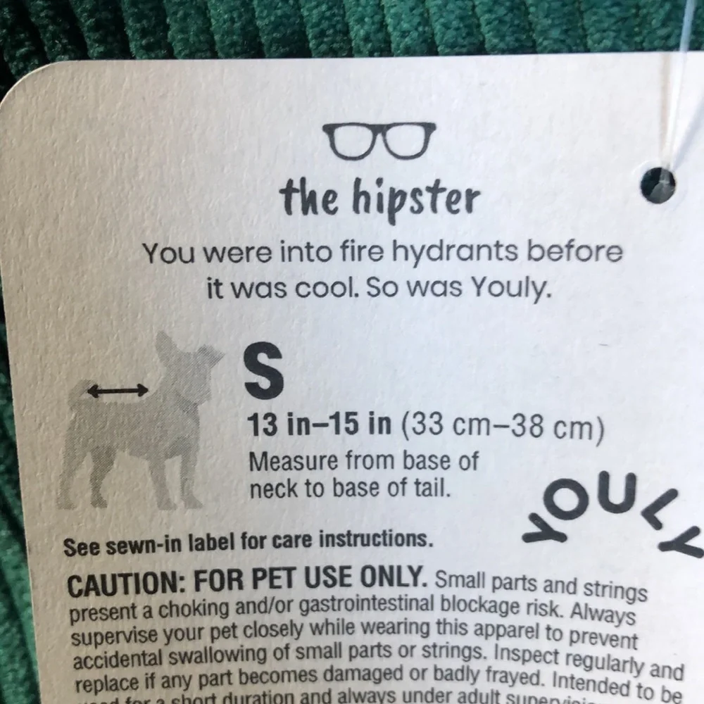 NWT Youly “hipster” corduroy button dog shirt S